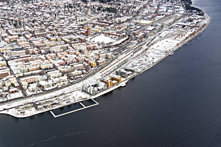 aerial photo, aerial photo, aerial photos, aerial photos, drone aerial, drönarbild, drönarfoto, installations, Jamtland, Ostersund, port, Storsjö Strand, städer, winter
