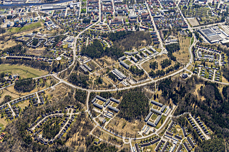 aerial photo, aerial photo, aerial photos, aerial photos, Bergbacken, drone aerial, drönarfoto, Halsingland, Mossberget, Norrberget, samhällen, spring, städer, Söderhamn, water-tower, Åsberget