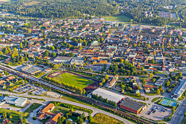 aerial photo, aerial photo, aerial photos, aerial photos, Arboga, drone aerial, drönarfoto, evening light, sports field, städer, Västmanland