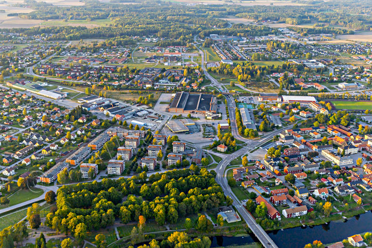 aerial photo, aerial photo, aerial photos, aerial photos, Arboga, drone aerial, drönarfoto, evening light, städer, Västmanland