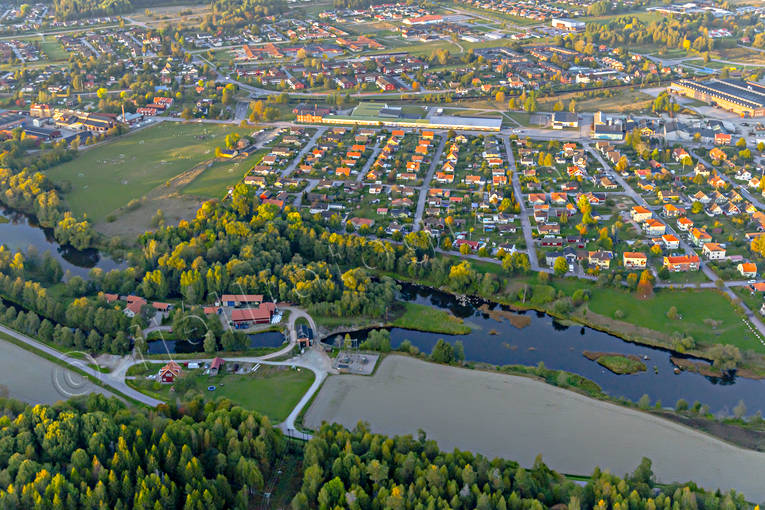 aerial photo, aerial photo, aerial photos, aerial photos, Arboga, Arbogaån, drone aerial, drönarfoto, evening light, städer, Västmanland