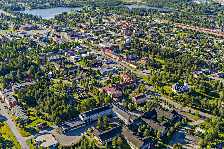 aerial photo, aerial photo, aerial photos, aerial photos, Arvidsjaur, church, churches, drone aerial, drnarfoto, Lapland, samhllen, summer