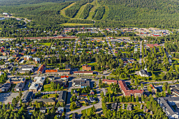 aerial photo, aerial photo, aerial photos, aerial photos, Arvidsjaur, church, churches, drone aerial, drnarfoto, Lapland, samhllen, summer