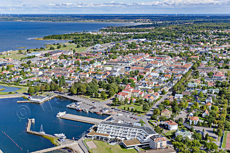aerial photo, aerial photo, aerial photos, aerial photos, Borgholm, drone aerial, drnarfoto, gsthamn, harbour, oland, port, samhllen, small-boat harbour, summer