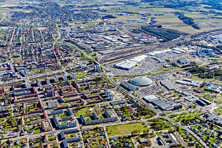 aerial photo, aerial photo, aerial photos, aerial photos, Borlänge, Dalarna, drone aerial, drönarfoto, IKEA, Kupolen, köpcentrum, spring, städer
