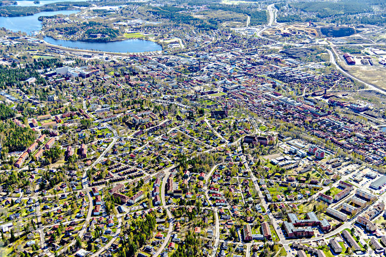 aerial photo, aerial photo, aerial photos, aerial photos, Bitsarvet, church, churches, Dalarna, drone aerial, drnarfoto, Falun, Kyrkbacken, spring, stder, Tisken