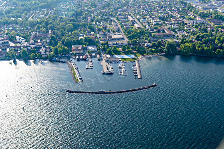 aerial photo, aerial photo, aerial photos, aerial photos, drone aerial, drönarbild, drönarfoto, harbour, Hjo, samhällen, small-boat harbour, summer, vattern, Västergötland