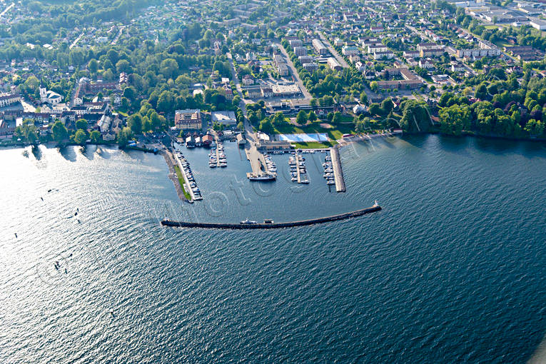 aerial photo, aerial photo, aerial photos, aerial photos, drone aerial, drnarbild, drnarfoto, harbour, Hjo, samhllen, small-boat harbour, summer, vattern, Vstergtland