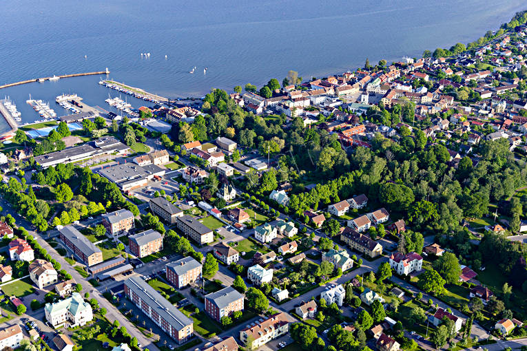 aerial photo, aerial photo, aerial photos, aerial photos, drone aerial, drönarbild, drönarfoto, Hjo, samhällen, summer, Västergötland