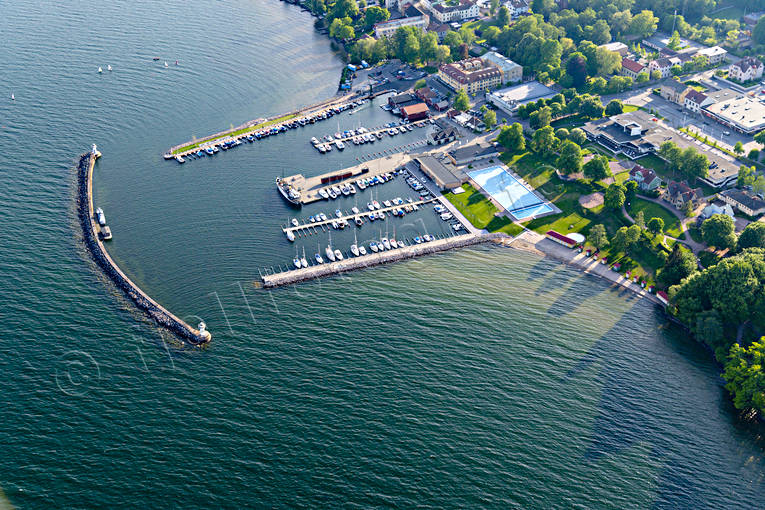 aerial photo, aerial photo, aerial photos, aerial photos, drone aerial, drönarbild, drönarfoto, harbour, Hjo, samhällen, small-boat harbour, summer, Västergötland