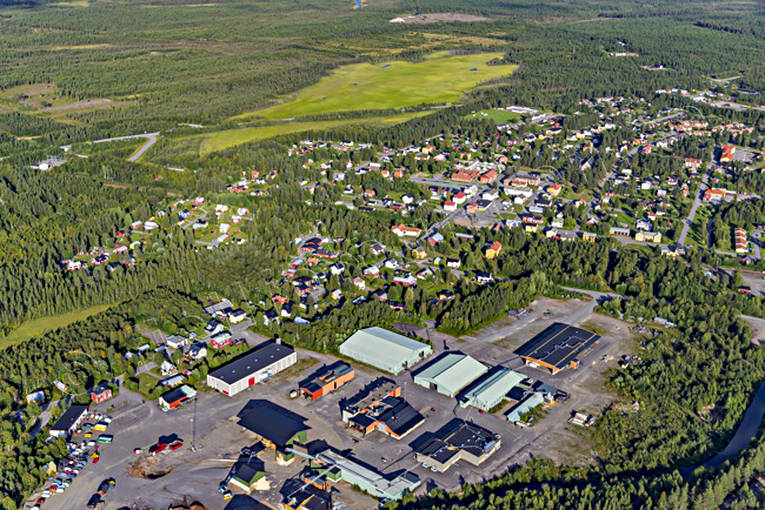aerial photo, aerial photo, aerial photos, aerial photos, drone aerial, drönarfoto, Grundträsket, Jörn, samhällen, sawmill, sow, summer, Träindustri, West Bothnia