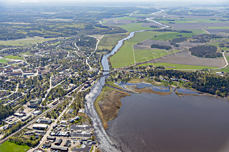 Aerial photo above Kungsör aerial photo, aerial photo, aerial photos, aerial photos, Arbogaån, drone aerial, drönarfoto, Kungsör, samhällen, spring, Västmanland