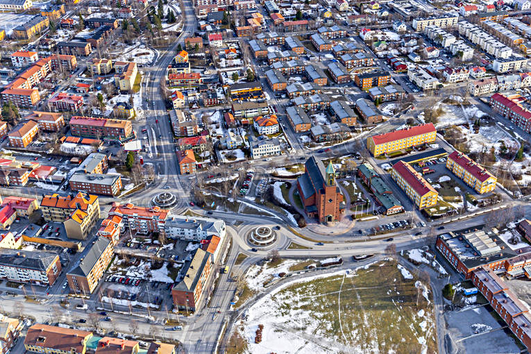 aerial photo, aerial photo, aerial photos, aerial photos, centre, drone aerial, drönarfoto, Jamtland, Ostersund, Stora kyrkan, städer, winter