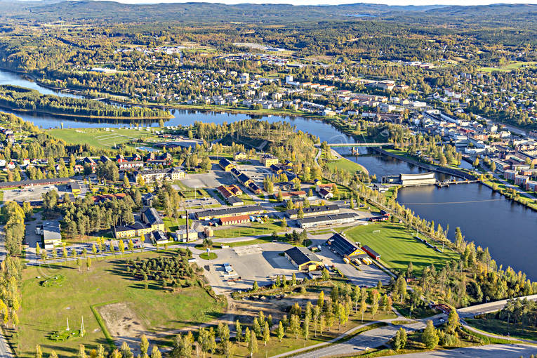 aerial photo, aerial photo, aerial photos, aerial photos, Angerman river, Angermanland, autumn, drone aerial, drönarfoto, garnisonsstad, power plants, samhällen, Solatunum, Sollefteå