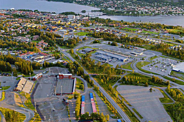 aerial photo, aerial photo, aerial photos, aerial photos, Bilprovningen, drone aerial, drönarbild, drönarfoto, Jamtland, Ostersund, ski stadium, Stadsdel Norr, städer, summer