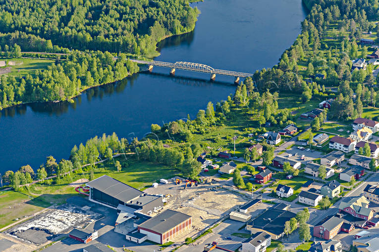 aerial photo, aerial photo, aerial photos, aerial photos, drone aerial, drnarfoto, Herjedalen, Ljusnan, Mankell Bridge, railway bridge, samhllen, summer, Sveg