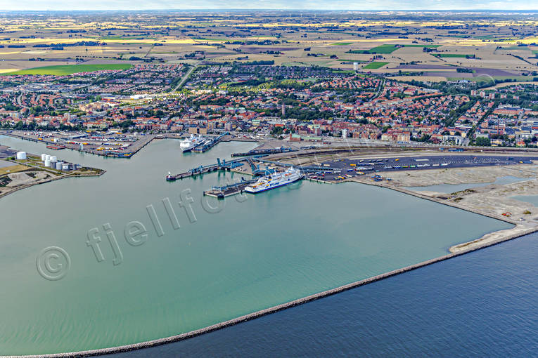aerial photo, aerial photo, aerial photos, aerial photos, drone aerial, drönarfoto, ferries, hamnpirar, port, samhällen, Skåne, summer, Trelleborg, Trelleborgsrännan