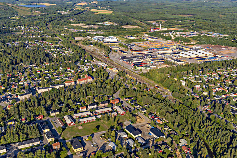 aerial photo, aerial photo, aerial photos, aerial photos, banvall, drone aerial, drönarfoto, North Bothnia, railway, samhällen, summer, Älvsbyn