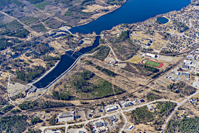 Aerial photo above Ånge aerial photo, aerial photo, aerial photos, aerial photos, banvall, drone aerial, drönarfoto, järnvägsknut, Medelpad, Mittbanan, Norra Stambanan, railway, samhällen, spring, Ånge