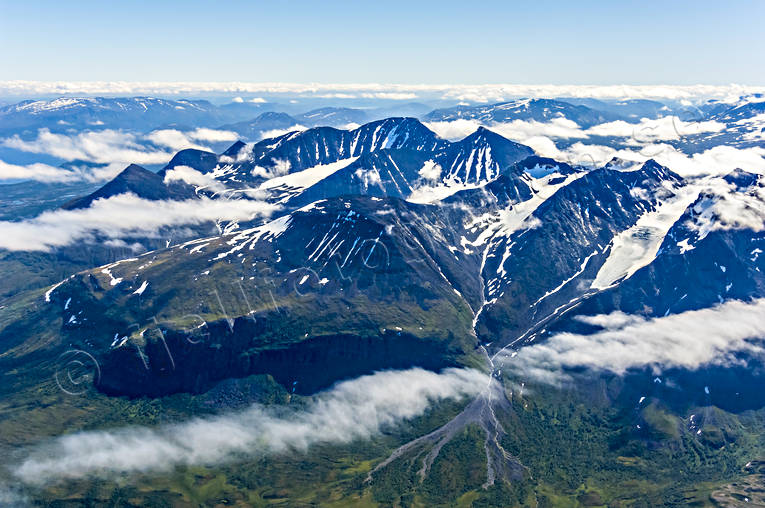 aerial photo, aerial photo, aerial photos, aerial photos, Akka, Akka massif, Akkavare, cloud-tufts, drone aerial, drnarfoto, Great Lakes waterfalls, landscapes, Lapland, mountain pictures, mountain range, national park, summer