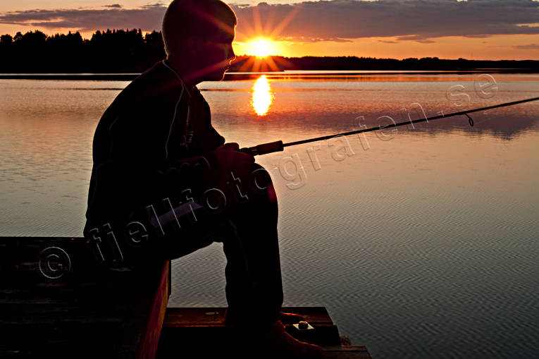 angling, Bohusln, coast, evening, reel, sea, seasons, summer, sunset