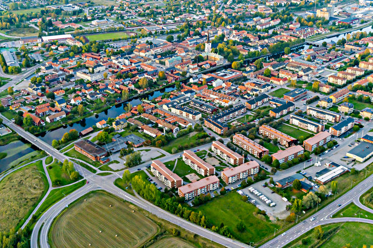 aerial photo, aerial photo, aerial photos, aerial photos, Arboga, drone aerial, drönarfoto, evening light, städer, summer, Västmanland