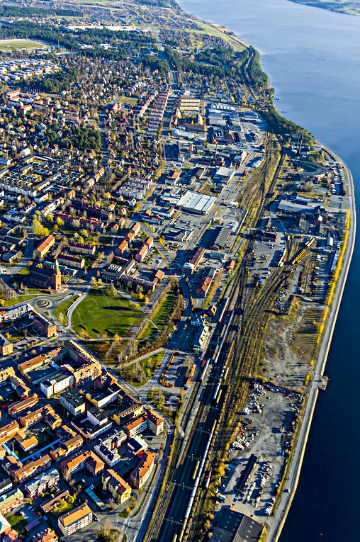 aerial photo, aerial photo, aerial photos, aerial photos, autumn, bangrd, bangrdsomrdet, beach, drone aerial, drnarfoto, industrial area, Jamtland, Ostersund, railway, Storsj Strand, stder