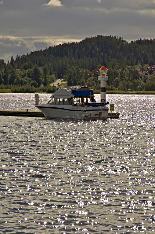 boat, city, communications, Froson, Jamtland, lighthouse, mini-lighthouse, Ostersund, shipping, small boat, small-boat harbour, stder, summer, sun glitter, sun-glittering, vatten, water