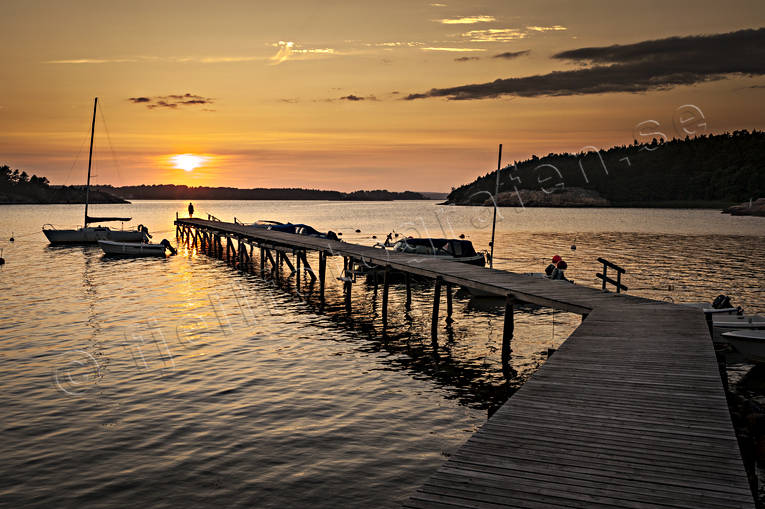 ambience, archipelago, boats, Bohusln, bridge, evening, lake, landscapes, Lngekrr, nature, sea, seasons, summer, sunset