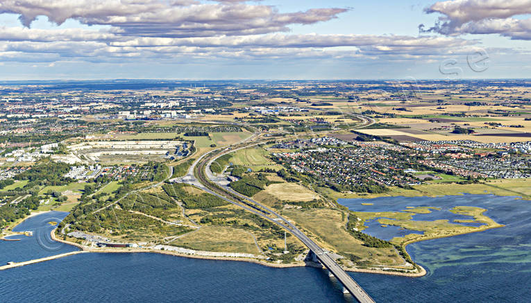 aerial photo, aerial photo, aerial photos, aerial photos, bridge, Bunkeflostrand, drone aerial, drönarfoto, Kalkbrottet, Lernacken, Malmö, naturreservat, Skåne, strandängar, städer, summer, Öresundsbron