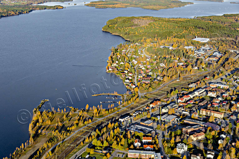 aerial photo, aerial photo, aerial photos, aerial photos, autumn, Bräcke, drone aerial, drönarfoto, Jamtland, Revsundssjön, samhällen