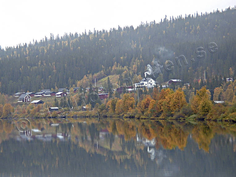 Ammarnas, autumn, cabins, fog, grey day, habitation, landscapes, Lapland, Vindel river