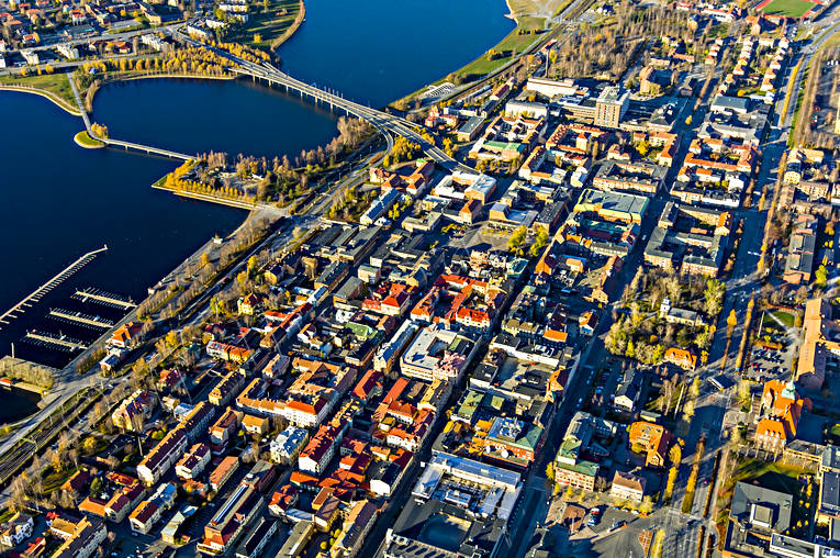 aerial photo, aerial photo, aerial photos, aerial photos, autumn, centre, drone aerial, drnarfoto, froso bridge, Jamtland, Ostersund, stder