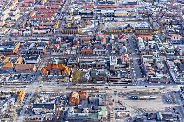 aerial photo, aerial photo, aerial photos, aerial photos, centre, drone aerial, drönarfoto, Jamtland, Ostersund, Rådhuset, städer, winter