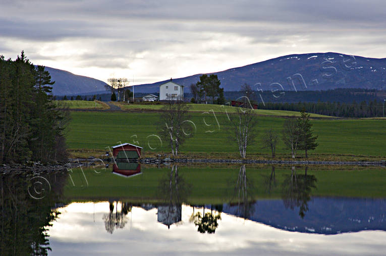 autumn, cottage, glassily, glassy, Jamtland, Kvitsle, landscapes, Oviksfjallen, reflections water