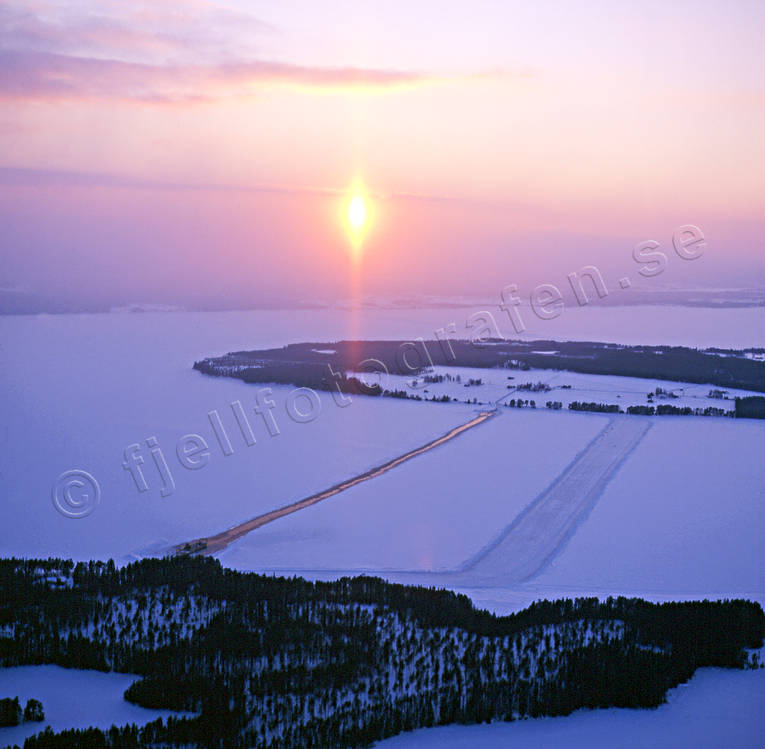aerial photo, aerial photo, aerial photos, aerial photos, drone aerial, drnarfoto, ferry, ferry track, Great Lake, ice track, Jamtland, landscapes, sunset, Swedish Mountains, winter, winter landscape, winter road