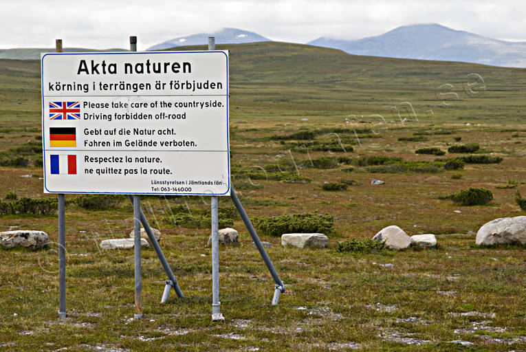 conservation of natural resources, fjllhed, Flatruet, Herjedalen, landscapes, mountains, nature, sign, summer