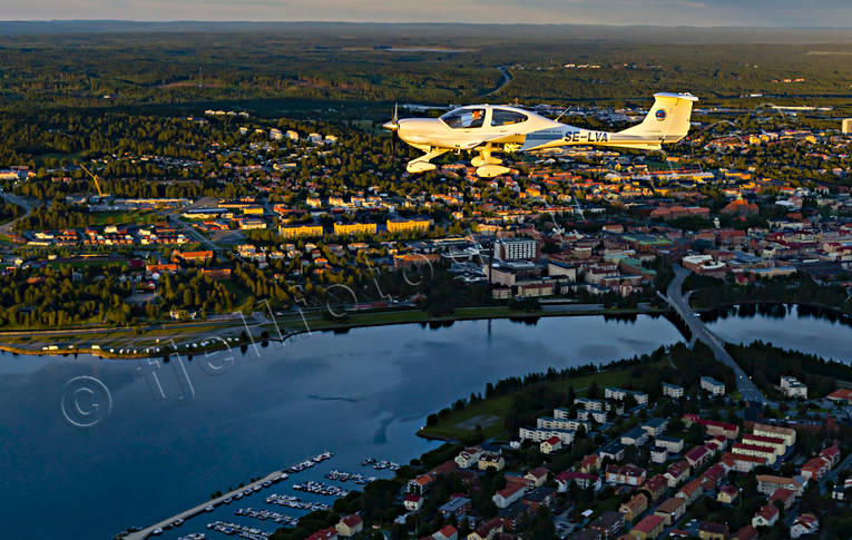 aerial photo, aerial photo, aerial photos, aerial photos, aeroplane, aviation, communications, DA-40, Dimond, drone aerial, drönarbild, drönarfoto, evening, Jamtland, Ostersund, SE-LVA, städer, summer