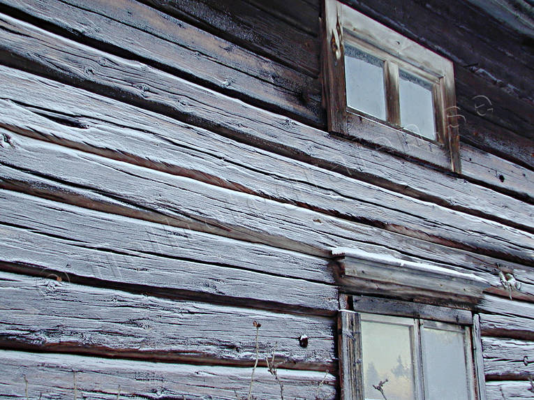 buildings, cowshed, frosty, frosty, Jamtland, timber, timber wall, wall