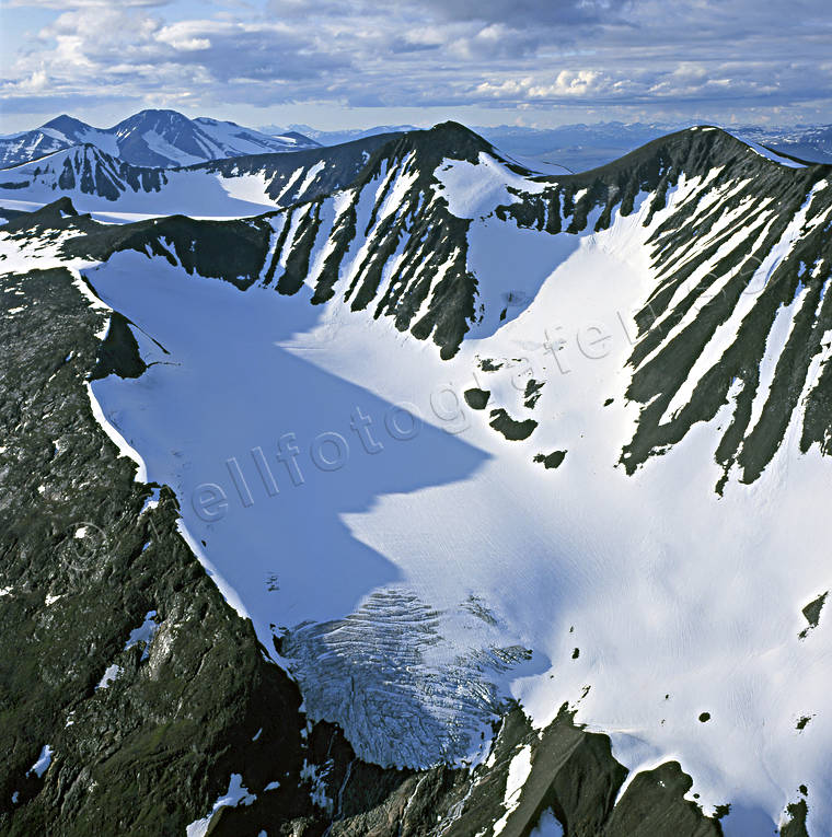 aerial photo, aerial photo, aerial photos, aerial photos, drone aerial, drnarfoto, glacier, Kavapakte, landscapes, Lapland, mountain, national park, national parks, Sarek, summer