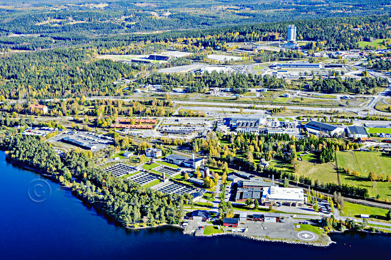 aerial photo, aerial photo, aerial photos, aerial photos, autumn, drone aerial, drnarfoto, Gviken, helikopterbas, helikopterplatta, Jamtland, landscapes, Ostersund, reningsverk, stder