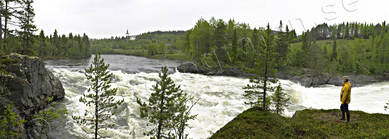 fall, Indal river, Jamtland, landscapes, panorama, panorama pictures, river, stream, summer, Undersaker, water fall