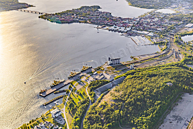 aerial photo, aerial photo, aerial photos, aerial photos, drone aerial, drnarfoto, evening, harbour, isbrytare, Lulea, North Bothnia, stder, summer, sunset