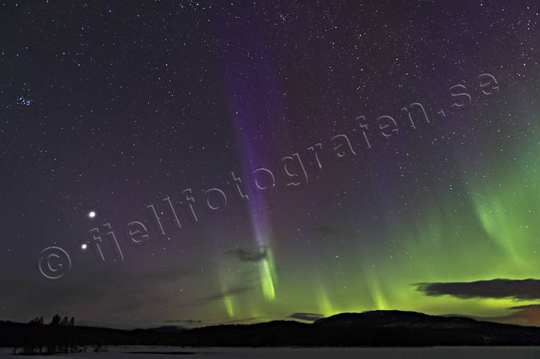 Jamtland, Jupiter, landscapes, nature, northern lights, Plejaderna, Rorvattnet, seasons, sky, Venus, winter