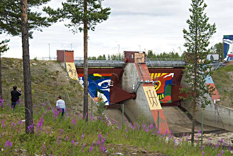 coloring, dam, dam, engineering projects, gaps, hydroelectric installation, Jokkmokk, Lapland, Lindstrm, power plants, samhllen, works of art