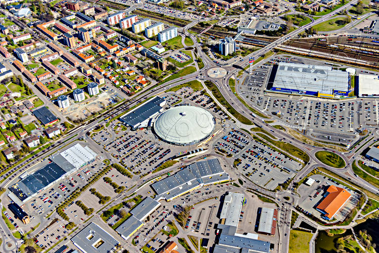 aerial photo, aerial photo, aerial photos, aerial photos, banvall, Borlänge, Dalarna, drone aerial, drönarbild, drönarfoto, IKEA, Kupolen, spring, städer