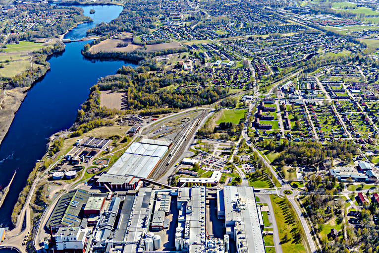 aerial photo, aerial photo, aerial photos, aerial photos, Borlänge, Dalarna, Dalälven, drone aerial, drönarfoto, Kvarnsveden, papermill, spring, städer, Yttermora