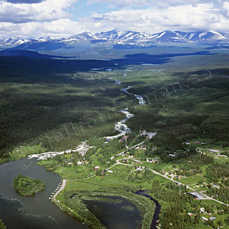 aerial photo, aerial photo, aerial photos, aerial photos, delta, drone aerial, drönarfoto, Kvikkjokk, landscapes, Lapland, mountain, river, Saggat, stream, summer