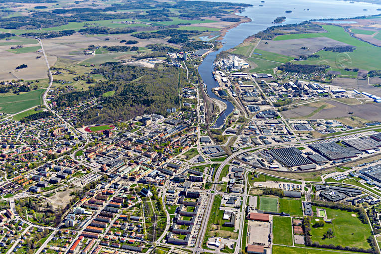 aerial photo, aerial photo, aerial photos, aerial photos, drone aerial, drönarfoto, Köping, Köpingsån, spring, städer, Västmanland