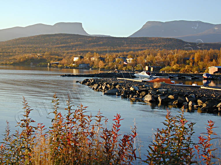 Abisko, autumn, dawn, landscapes, Lapland, Lapporten, morning, port, small-boat harbour, Torne Träsk